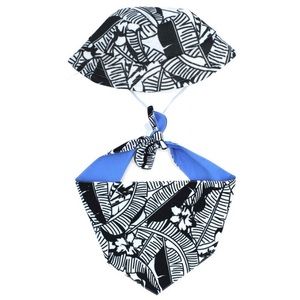 Vibrant Life Dog Bucket Hat Bandana Matching Set XXS XS S M Tropical Black White